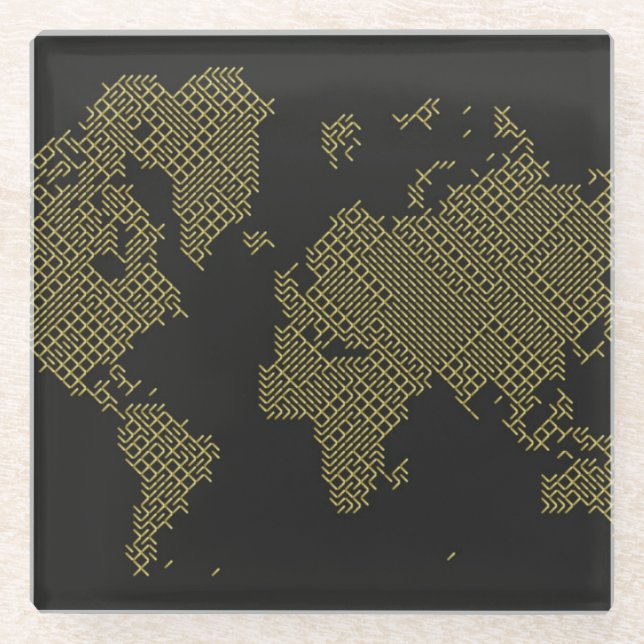 Posavasos De Vidrio Mapa del mundo de Digitaces (Anverso)