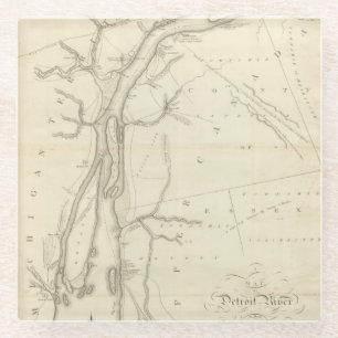 Posavasos De Vidrio Mapa del río Detroit