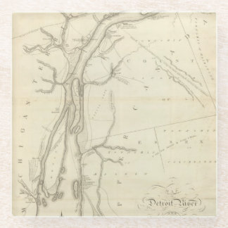 Posavasos De Vidrio Mapa del río Detroit