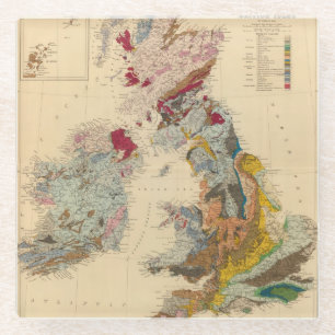 Posavasos De Vidrio Mapa geológico, islas británicas