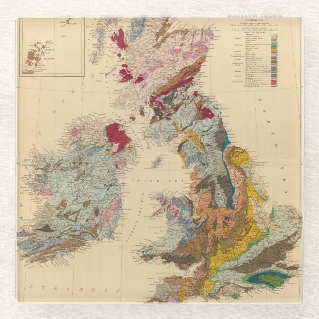 Posavasos De Vidrio Mapa geológico, islas británicas (Anverso)