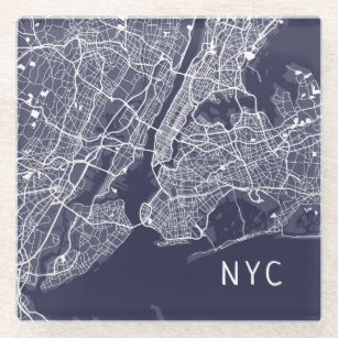 Posavasos De Vidrio Mapa moderno de la ciudad de Nueva York   NYC   Az