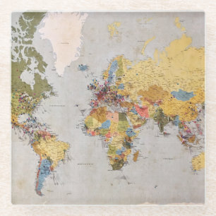 Posavasos De Vidrio mapa mundial