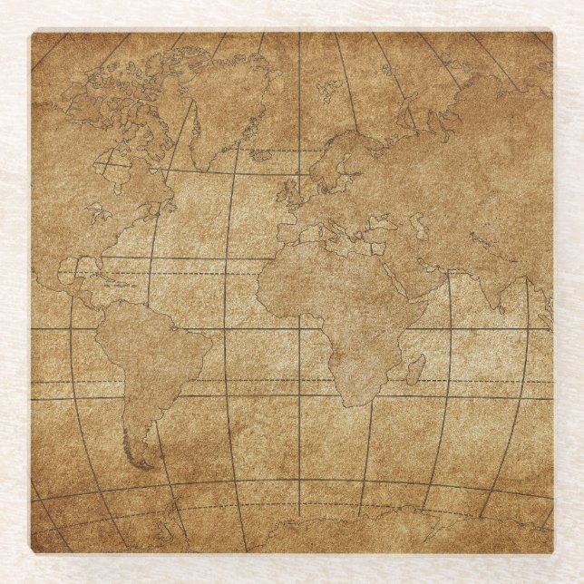 Posavasos De Vidrio Mapa Mundial: Guía de Exploración Global (Anverso)
