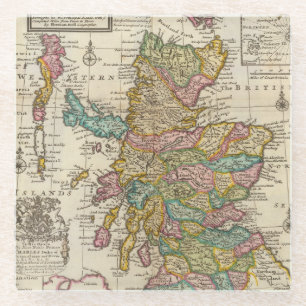 Posavasos De Vidrio Mapa nuevo y correcto de Escocia y de las islas