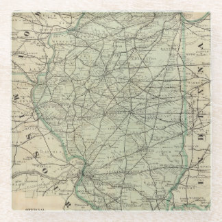 Posavasos De Vidrio Mapa oficial del ferrocarril de Illinois