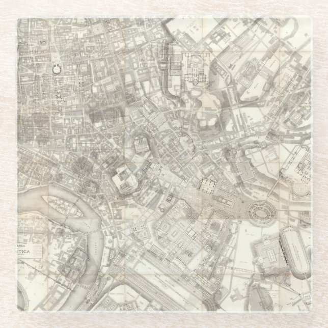 Posavasos De Vidrio Mapa topográfico de Roma antigua, Italia (Anverso)