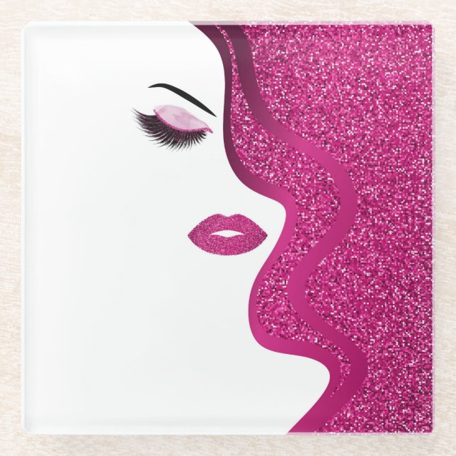 Posavasos De Vidrio Maquillaje con efecto purpurina (Anverso)