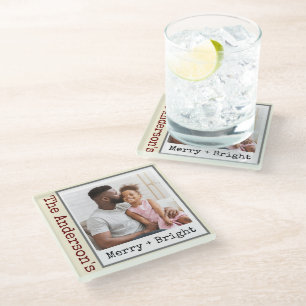 Posavasos De Vidrio Máquina de Escribir Minimalista Foto de Navidad Al
