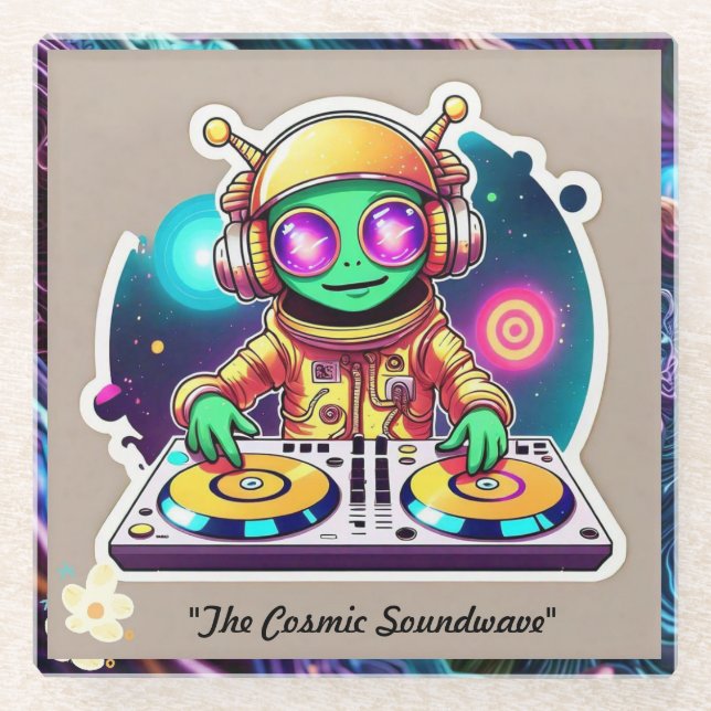 Posavasos De Vidrio "Máquina de Groove Celestial" (Anverso)