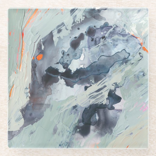 Posavasos De Vidrio Mar polifónico - Azul (Anverso)