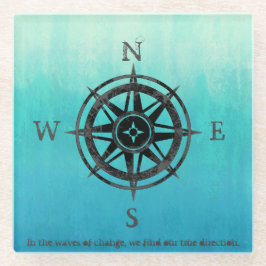 Posavasos De Vidrio Mar Verde azulado de Ombre