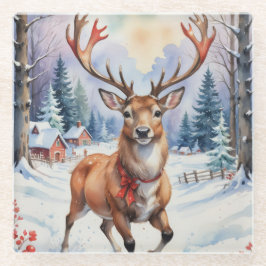 Posavasos De Vidrio Maravilla de renos: colisos de vacaciones