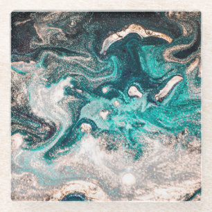 Posavasos De Vidrio Marble artesanal: Textura tradicional de lujo.