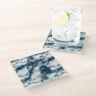 Posavasos De Vidrio Marble azul