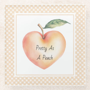 Posavasos De Vidrio Marco de Fruta de Melocotón Corazón