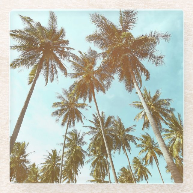 Posavasos De Vidrio Marco tropical: palmeras abstractas (Anverso)