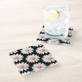 Posavasos De Vidrio Margaritas de punto rojo