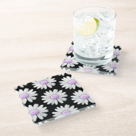Posavasos De Vidrio Margaritas Moradas Bonitas con Puntos