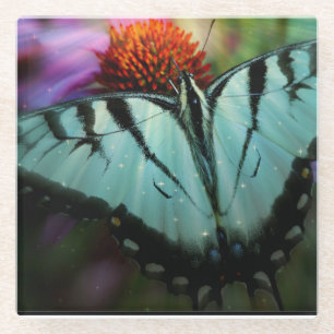 Posavasos De Vidrio Mariposa