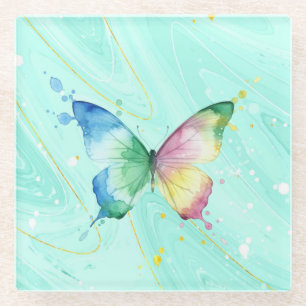 Posavasos De Vidrio Mariposa