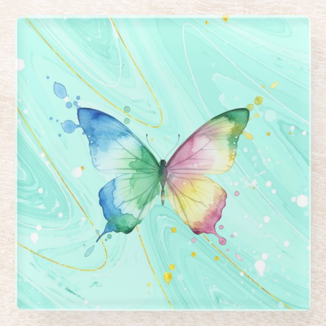 Posavasos De Vidrio Mariposa (Anverso)