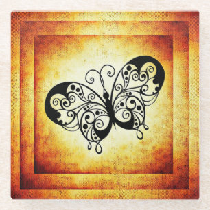 Posavasos De Vidrio Mariposa
