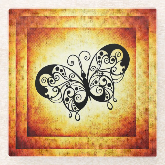 Posavasos De Vidrio Mariposa (Anverso)