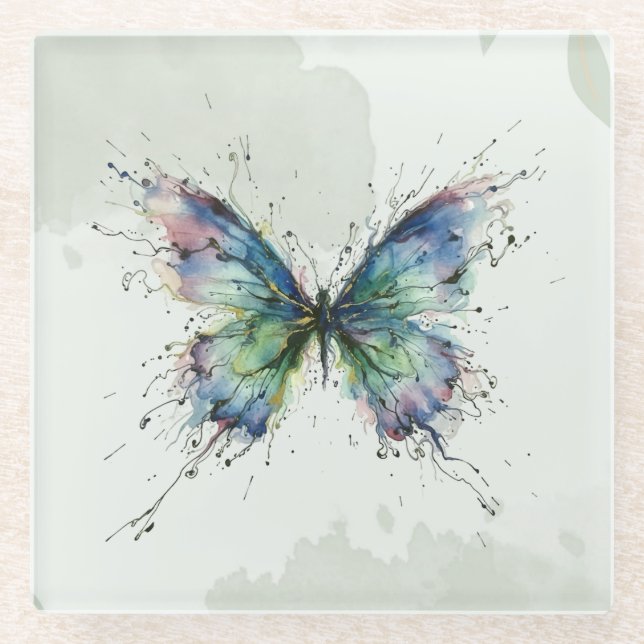 Posavasos De Vidrio Mariposa (Anverso)