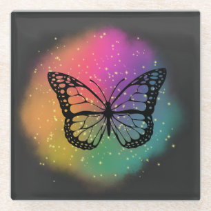 Posavasos De Vidrio Mariposa acuarela