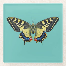 Posavasos De Vidrio Mariposa amarilla y negra