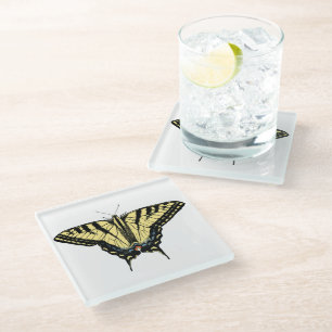 Posavasos De Vidrio Mariposa Cola de Golondrina Occidental Amarilla Pe