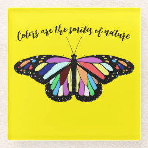 Posavasos De Vidrio mariposa colorida 