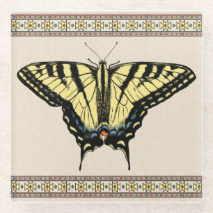 Posavasos De Vidrio Mariposa de cola de cerda amarilla del suroeste