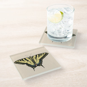 Posavasos De Vidrio Mariposa de cola de cerda amarilla del suroeste