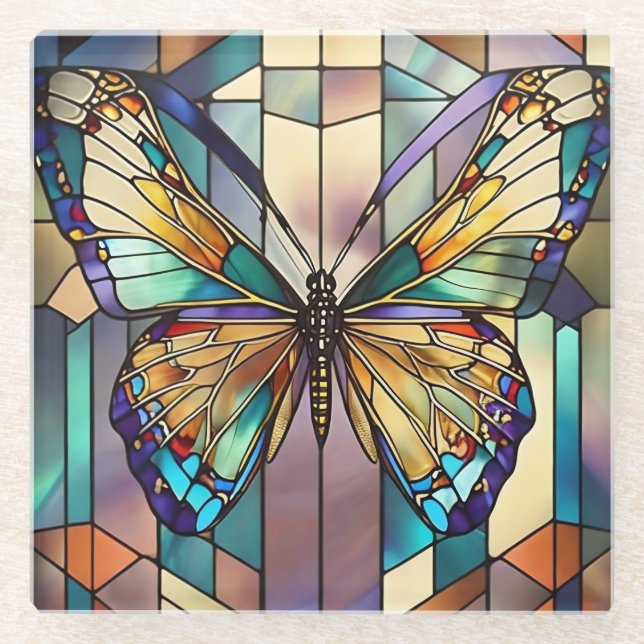 Posavasos De Vidrio Mariposa de vidrio templado (Anverso)