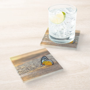 Posavasos De Vidrio Mariposa en la playa