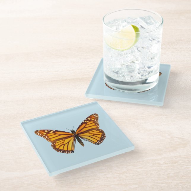 Posavasos De Vidrio Mariposa monarca (Angular)