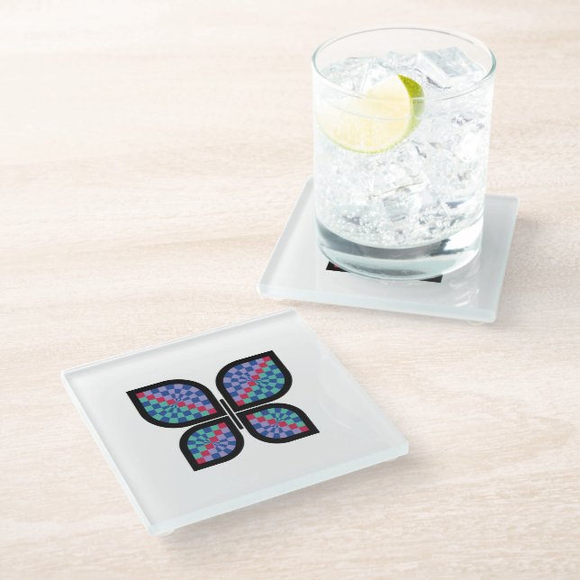 Posavasos De Vidrio Mariposa mosaica (Angular)