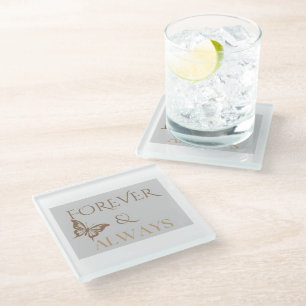 Posavasos De Vidrio Mariposa para Siempre & Siempre, Regalo Romántico