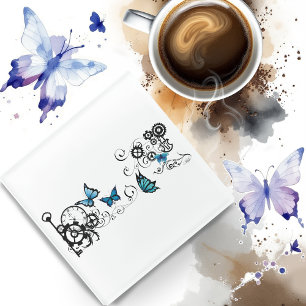 Posavasos De Vidrio Mariposas Azules Tribales Steampunk