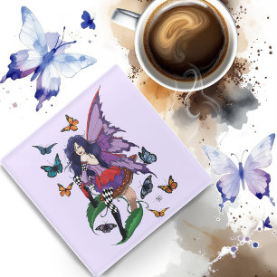 Posavasos De Vidrio Mariposas de hongos morados