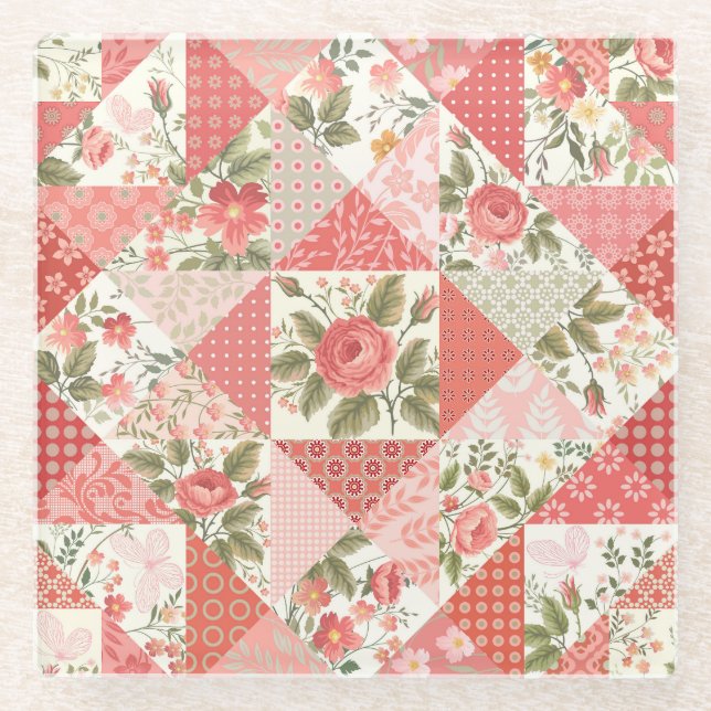 Posavasos De Vidrio Mariposas rosas sin problemas (Anverso)
