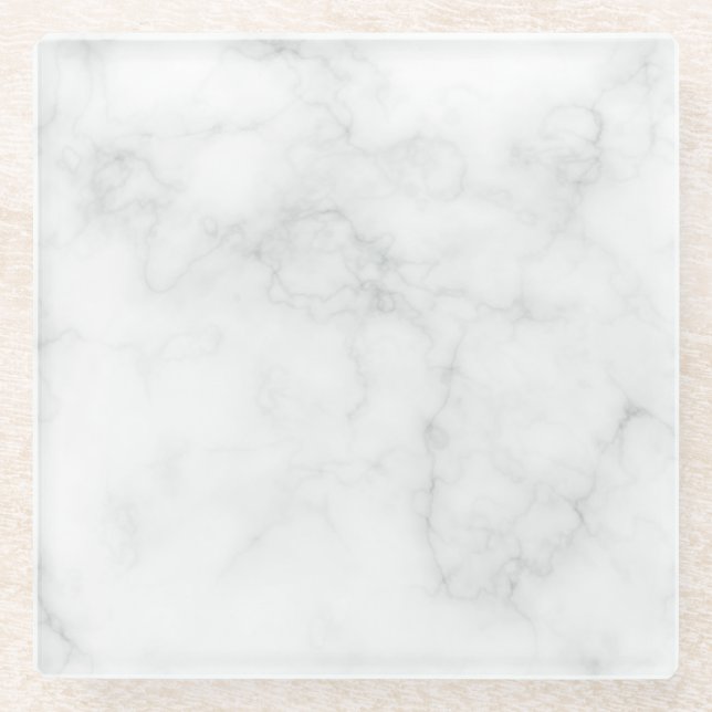 Posavasos De Vidrio Mármol Blanco Moderno (Anverso)