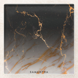 Posavasos De Vidrio Mármol blanco y negro