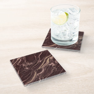 Posavasos De Vidrio Mármol de Borgoña Estética Moderna de Lujo Elegant
