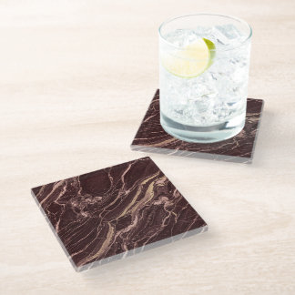 Posavasos De Vidrio Mármol de Borgoña Estética Moderna de Lujo Elegant