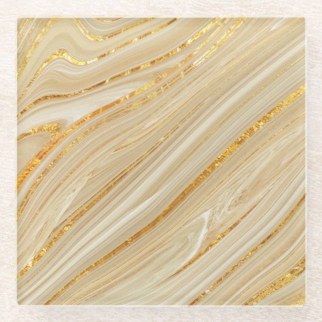 Posavasos De Vidrio Mármol dorado: fondo de textura de lujo. (Anverso)