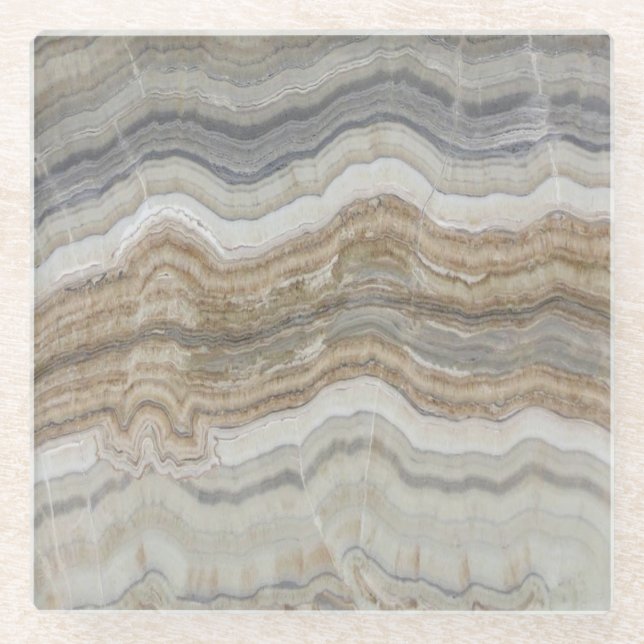 Posavasos De Vidrio mármol gris marrón escandinavo minimalista (Anverso)