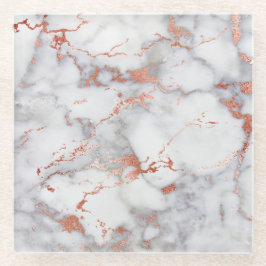 Posavasos De Vidrio mármol gris y oro falso rosa